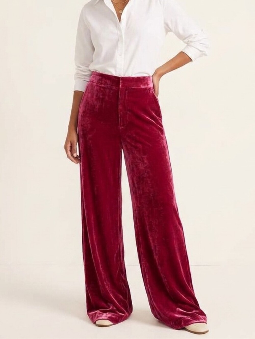 GAP Wine Velvet Wide Leg Satin Lined Pants 10p